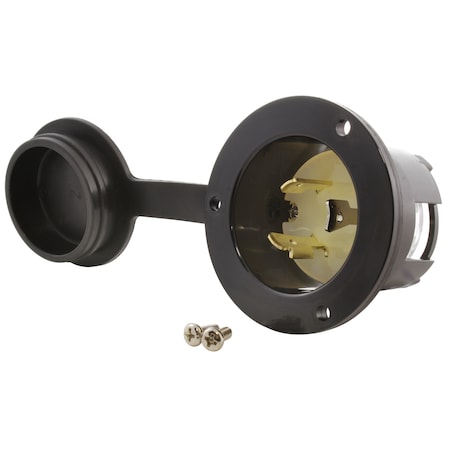 Ac Works Locking Inlet, 20 A, 277V AC, Screw Terminals, Black ASINL720P-FC